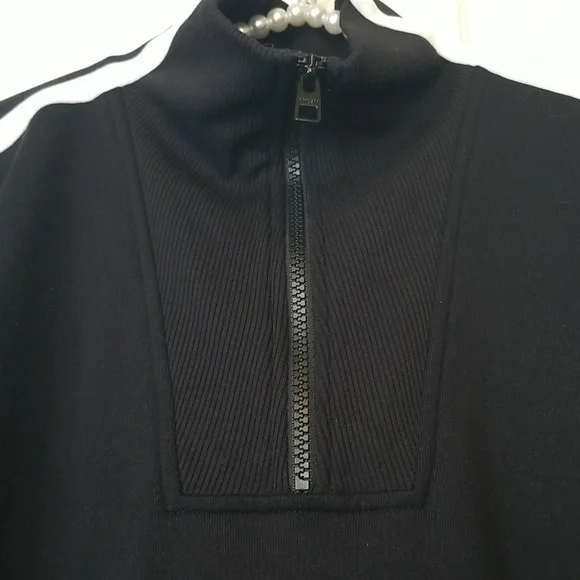 Athleta Circa Black With White Stripes Longsleeve Mini Track Dress - Picture 4 of 15